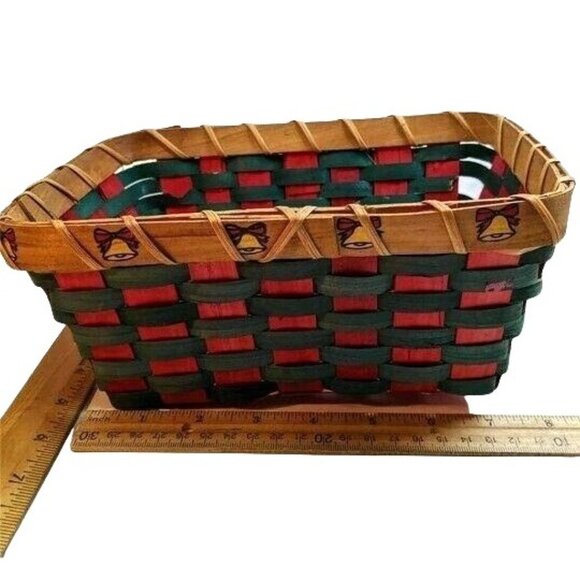 Christmas Basket Colors Red, Green Rectangle Basket Home Decor 52g - Picture 2 of 2